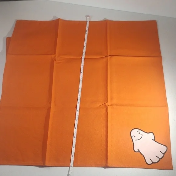 2 Longaberger Orange Ghost Fabric Napkins New In Package - Picture 4 of 6